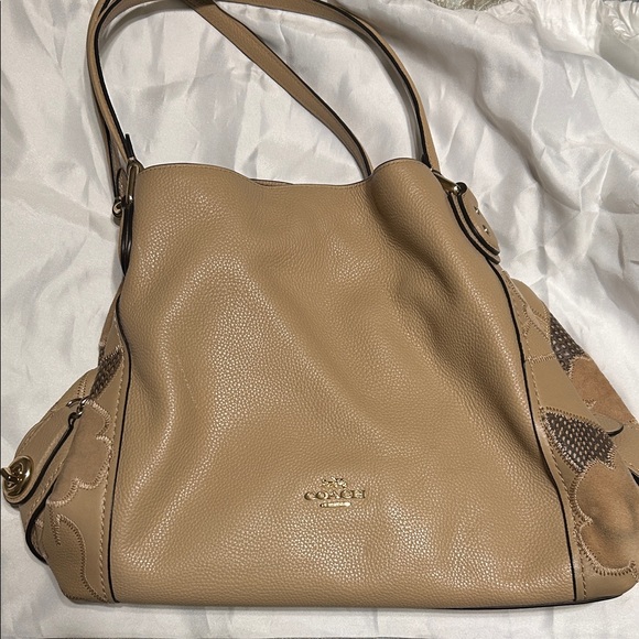 Coach Beige Leather Shoulder Bag - Picture 1 of 8